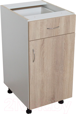 Шкаф-стол кухонный Компас-мебель КС-001-49Д1 400мм ящики+дверной корпус (белый/дуб сонома светлый)