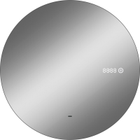 Зеркало Континент Ajour D 80 (с бесконтактным сенсором, с часами справа по центру и  теплой подсветкой) - 