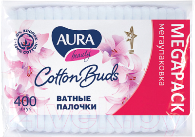 Ватные палочки Aura Beauty пакет (400шт)