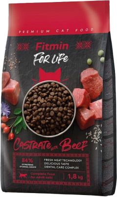 Сухой корм для кошек Fitmin Cat For Life Castrate Beef (1.8кг)