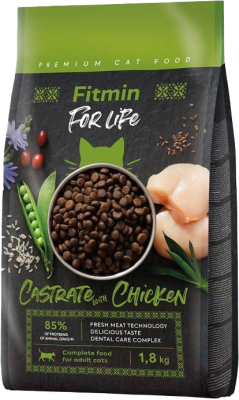 Сухой корм для кошек Fitmin Cat For Life Castrate Chicken (1.8кг)