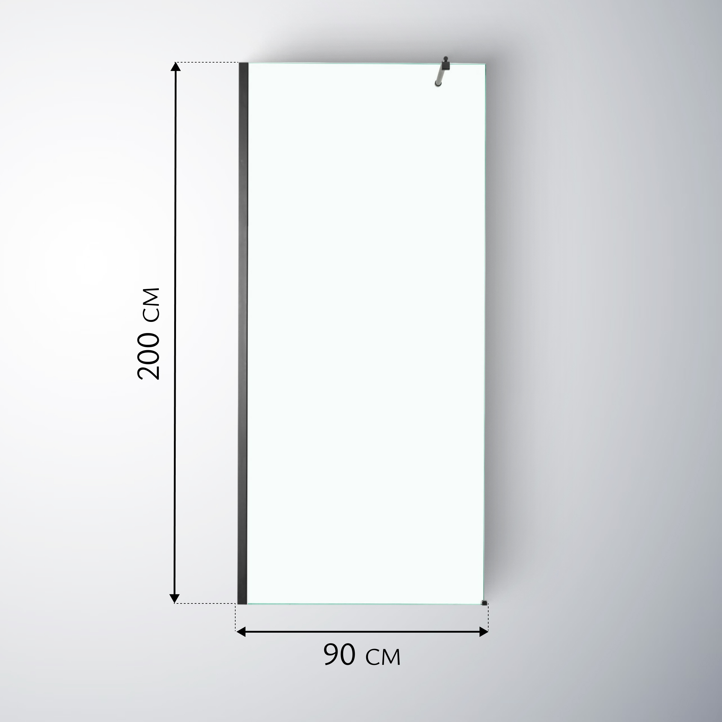 Душевая стенка Saniteco Walk-In SN-W6TB90 (90x200, прозрачное стекло, черный профиль) — фото 5