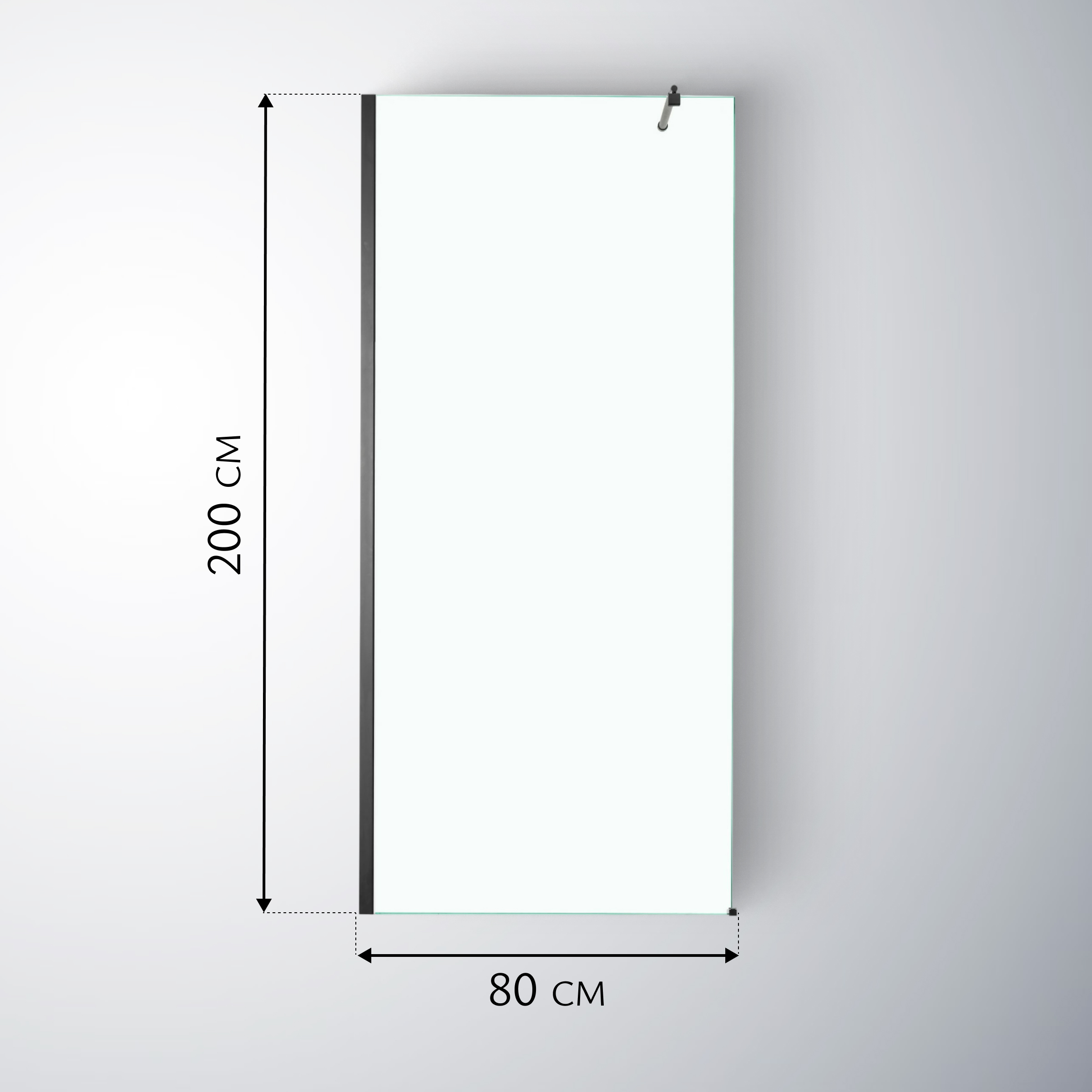Душевая стенка Saniteco Walk-In SN-W8TB80 (80x200, прозрачное стекло, черный профиль) — фото 5