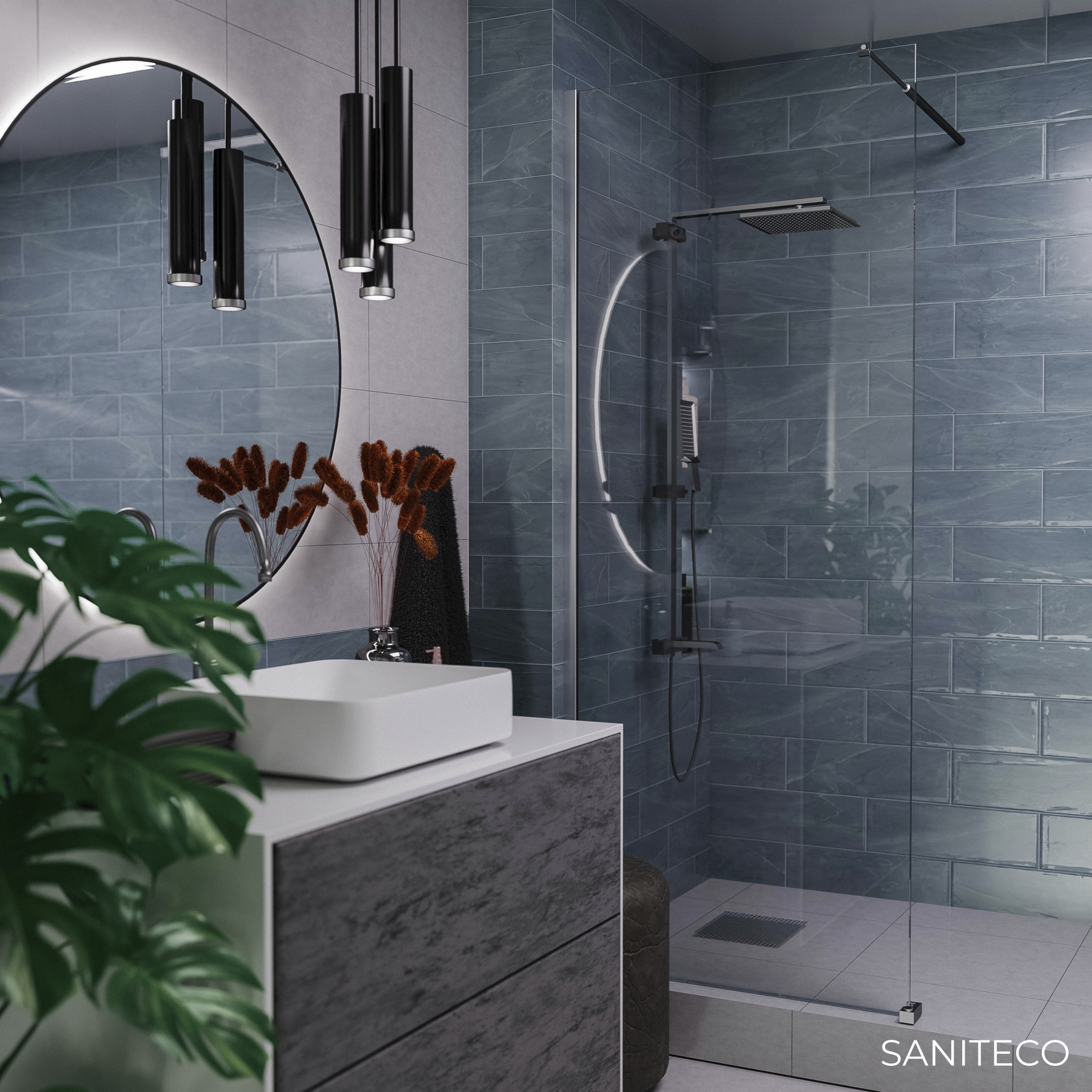 Душевая стенка Saniteco Walk-In SN-W8TC100 (100x200, прозрачное стекло, хромированный профиль) — фото 2