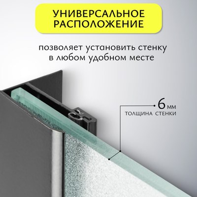 Душевая стенка Saniteco Walk-In SN-W6MB100 (100x200, матовое стекло, черный профиль)