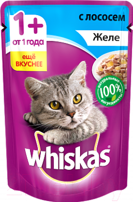 Влажный корм для кошек Whiskas Желе с лососем (85г)