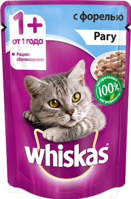 Влажный корм для кошек Whiskas Рагу с форелью (85г)