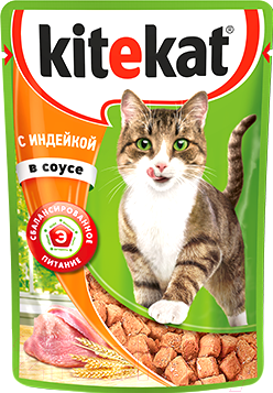 Влажный корм для кошек Kitekat С индейкой в соусе (85г)