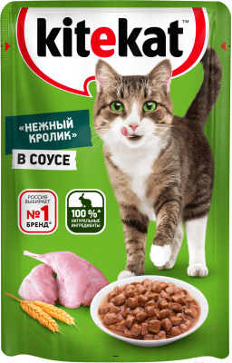 Влажный корм для кошек Kitekat С кроликом в соусе (85г)