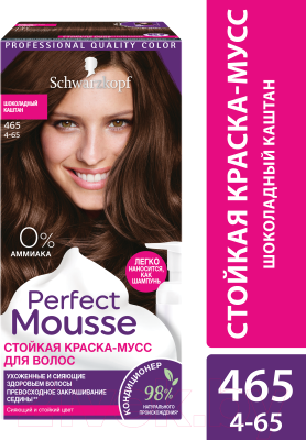 Краска-мусс для волос Perfect Mousse Стойкая 465 (шоколадный каштан)