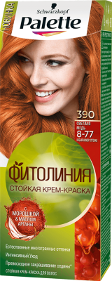 

Крем-краска для волос Palette, Рыжий, Фитолиния 390 / 8-77