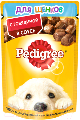 Влажный корм для собак Pedigree Для щенков от 1 месяца с говядиной  (85г)