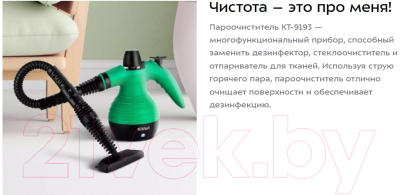 Пароочиститель Kitfort КТ-9193-2 (черный/зеленый)