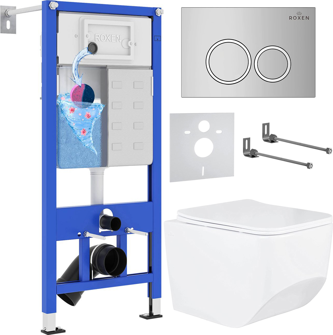 Инсталляция с унитазом подвесным Roxen StounFix Dual Fresh 518414