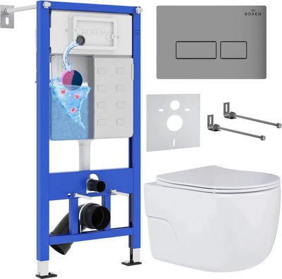 

Унитаз подвесной с инсталляцией, StounFix Slim 607036