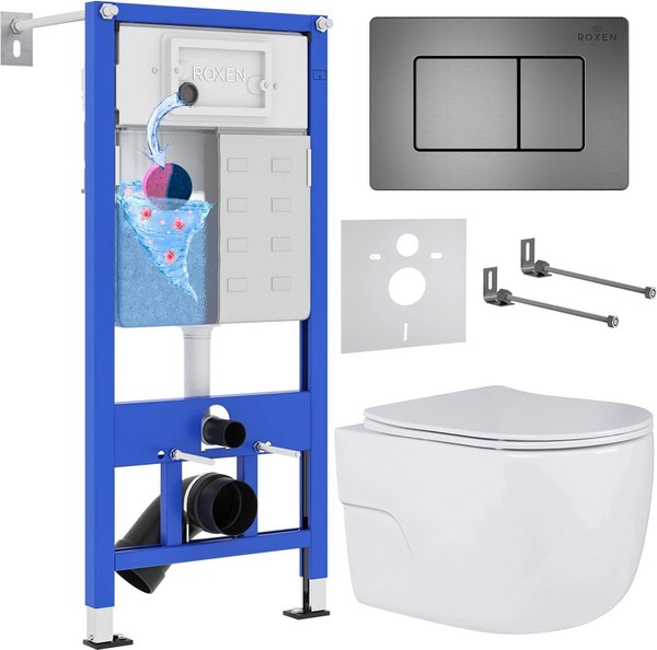 Унитаз подвесной с инсталляцией Roxen StounFix Slim 618703
