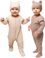 Комплект одежды для малышей Amarobaby Nature / AB-OD23-3101N/0312-56 (бежевый/коричневый, р.56) - 