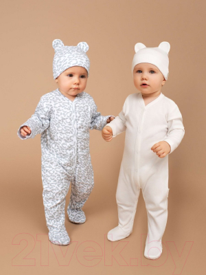 Комплект одежды для малышей Amarobaby Nature / AB-OD23-3101N/00-56 (белый/леопард, р.56)