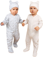 Комплект одежды для малышей Amarobaby Nature / AB-OD23-3101N/00-68 (белый/леопард, р.68) - 