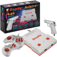 Игровая приставка Dendy Achive 640 игр + световой пистолет (серый) - 