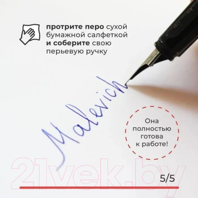 Ручка перьевая Малевичъ С конвертером + два картриджа / 196421 (зеленая мята)