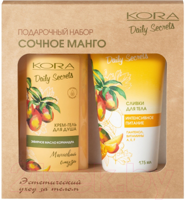 Набор косметики для тела Kora Сочное манго Интенсивное питание Сливки д/тела +Крем-гель д/д (175мл+250мл)