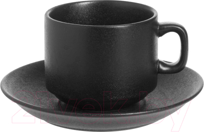Чашка с блюдцем Corone Bushido 24072 24073 / фк6504 (черный)