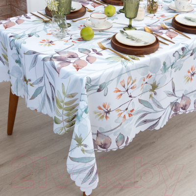 Изображение товара Скатерть Доляна Акварельные листья 145x180 / 7797392