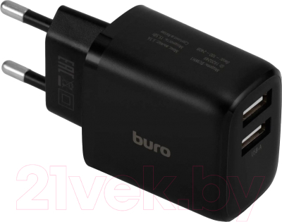 Адаптер питания сетевой Buro BUWH1 15.5W 3.1A 2xUSB / BUWH15S200BK (черный)