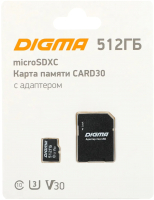 Карта памяти Digma MicroSDXC 512GB CARD30 V30 + adapter / DGFCA512A03 - 