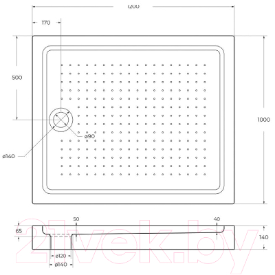 Душевой поддон BelBagno TRAY-BB-AH-120/100-15-W