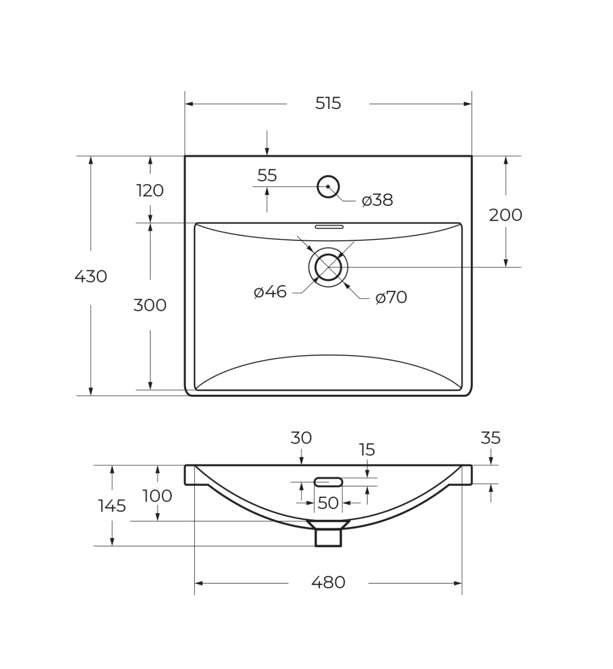 Умывальник BelBagno BB-8076-3-50