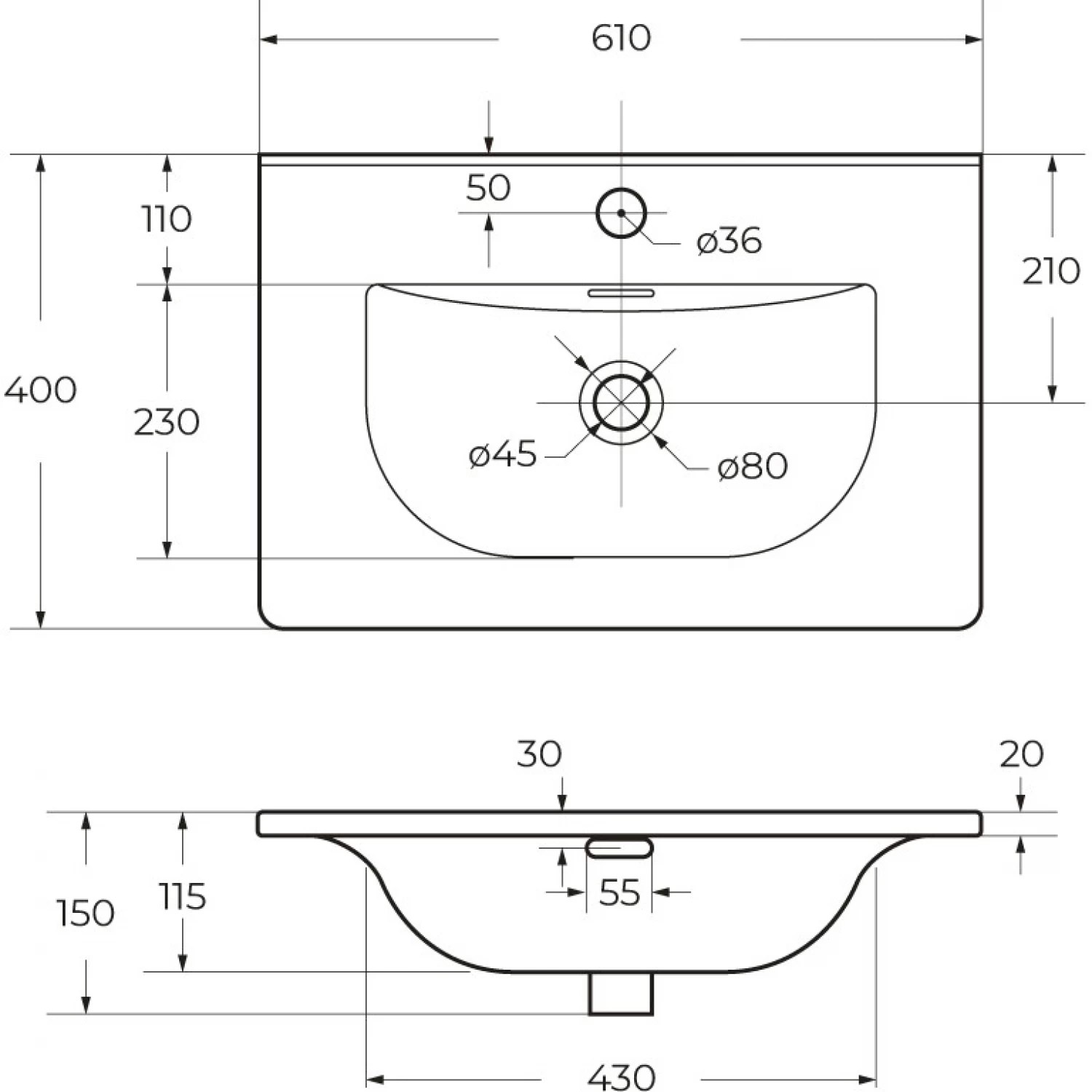 Умывальник BelBagno BB-8099-3-60