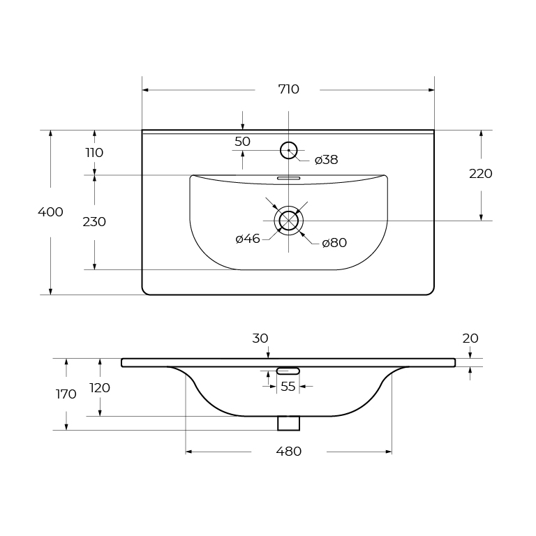 Умывальник BelBagno BB-8099-3-70