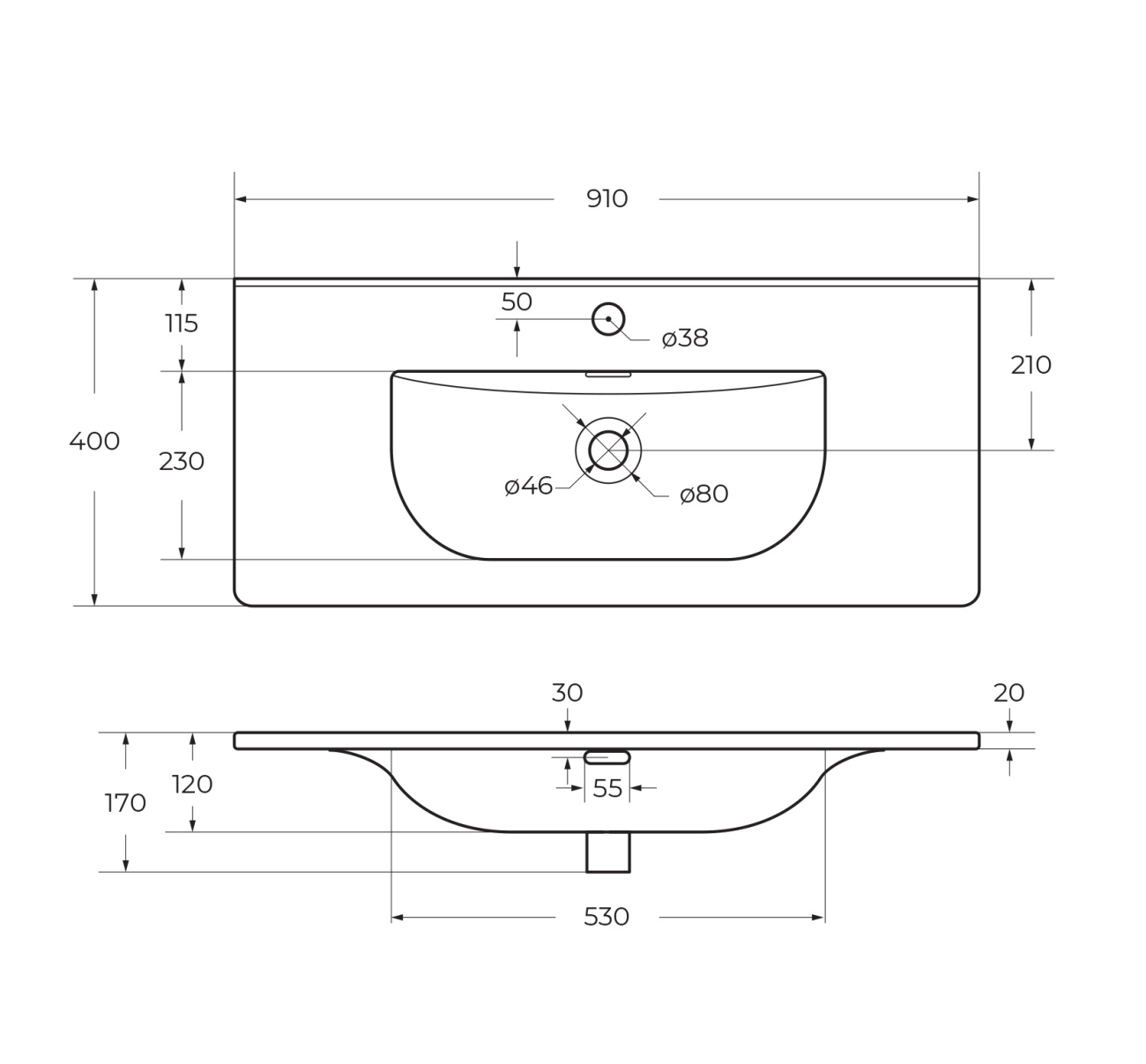 Умывальник BelBagno BB-8099-3-90