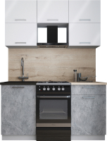 Кухонный гарнитур Интерлиния Мила Gloss 50-15 (белый глянец/керамика/травертин серый) - 