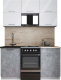 Готовая кухня Интерлиния Мила Gloss 50-15 (белый глянец/керамика/травертин серый) - 