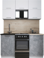 Кухонный гарнитур Интерлиния Мила Gloss 50-15 (белый софт/керамика/травертин серый) - 