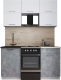 Готовая кухня Интерлиния Мила Gloss 50-15 (белый софт/керамика/травертин серый) - 