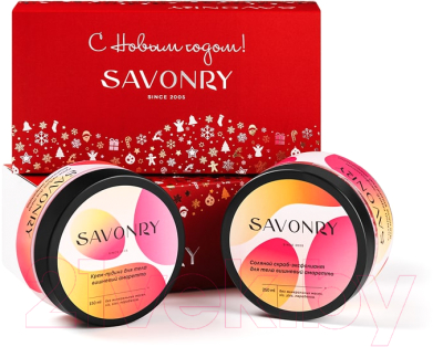 Набор косметики для тела Savonry Вишневый амаретто Скраб соляной+Крем-пудинг (250мл+150мл)