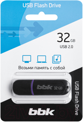 Usb flash накопитель BBK 32GB USB2.0 / 032G-JET (черный)