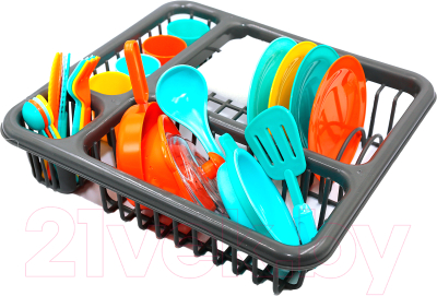 Набор игрушечной посуды Sharktoys Столовый с сушилкой / 1001010