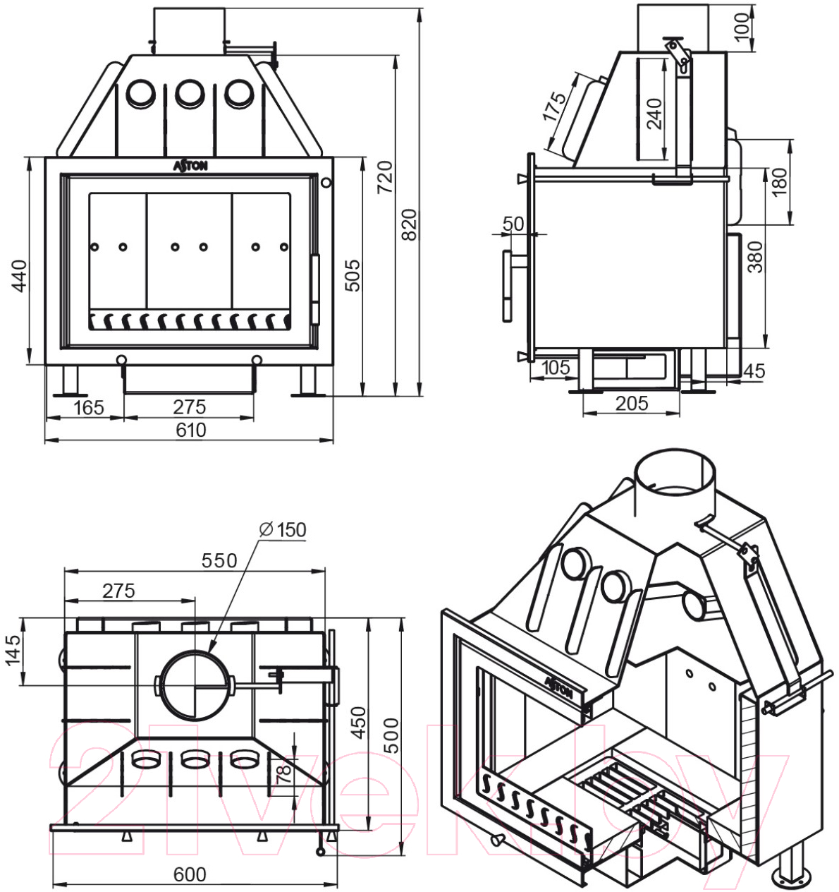 Каминная топка Aston 600 / 4610094718796