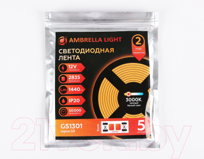 Светодиодная лента Ambrella 2835 180Led 14.4W 3000K / GS1301