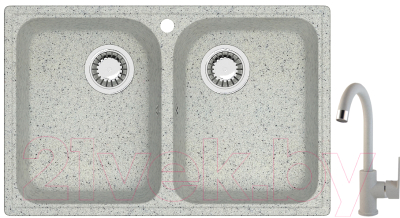 Мойка кухонная со смесителем Berge BR-7322 + смеситель GR-3505 (серый/базальт)