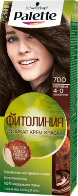

Крем-краска для волос Palette, Брюнет;русый, Фитолиния 700 / 4-0