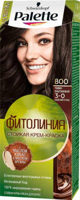 

Крем-краска для волос Palette, Брюнет;шатен, Фитолиния 800 / 3-0