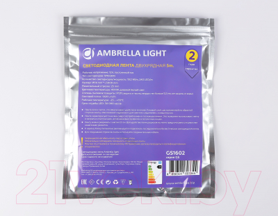Светодиодная лента Ambrella двухрядная 2835 240Led 19.2W 4500K / GS1602