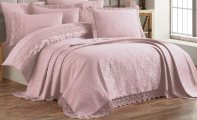 Набор текстиля для спальни DO&CO Elit с гипюром 240x260 / 11566  (пудра)