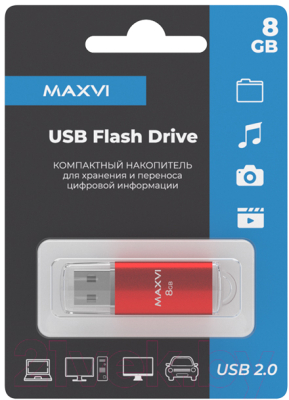 Usb flash накопитель Maxvi MP 8GB 2.0 (красный)